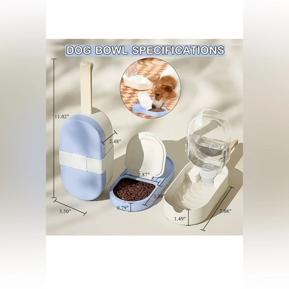 Portable Dog Food and Water Bowl - Yellow and Blue Bundle of 2